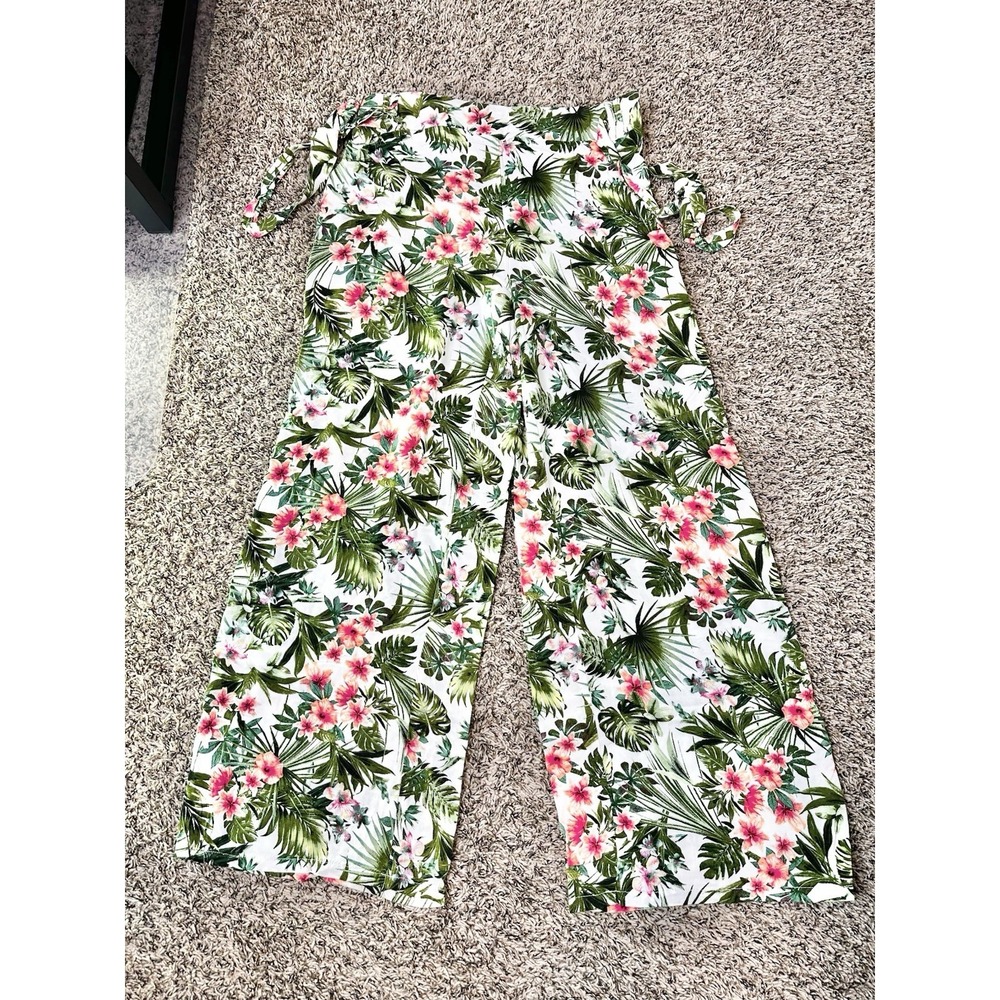 Joe Benbasset Tropical Floral Wide Leg Summer Casual Pants Size Large